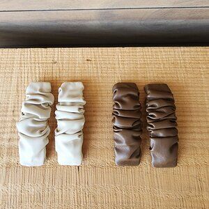 Luxe Retro Scrunchie Faux-leather Hair Clips x 4